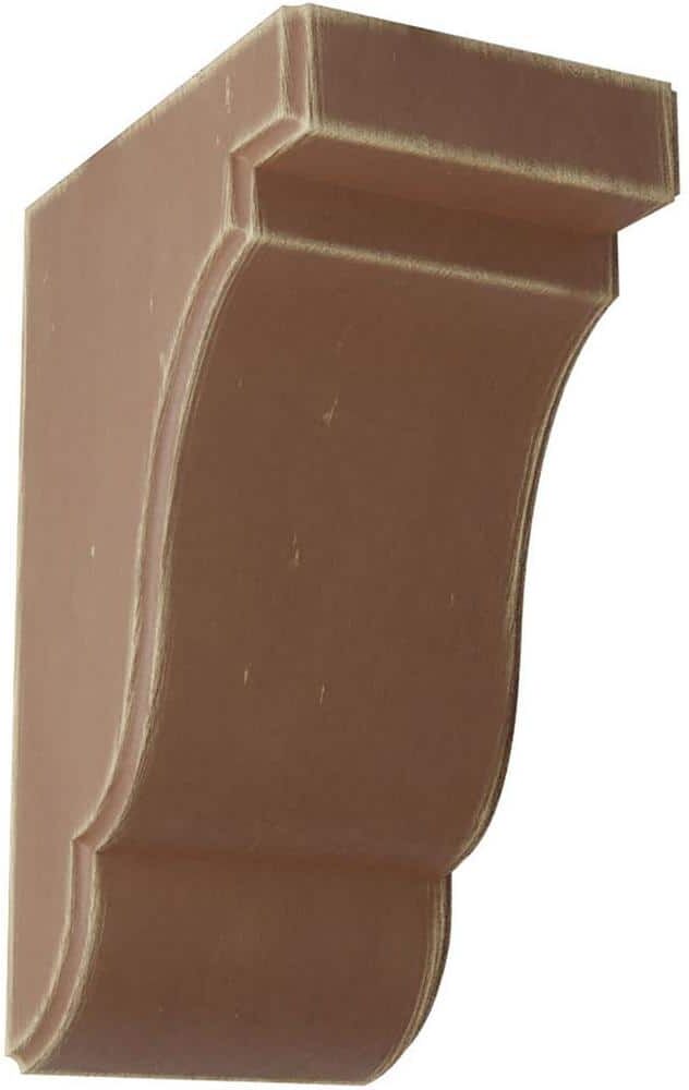 Ekena Millwork 3-1/2 in. x 7-1/2 in. x 5 in. Weathered Brown Bedford Wood Vintage Decor Bracket