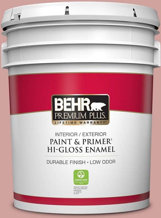 BEHR PREMIUM PLUS 5 gal. #S150-3 Rose Pottery Hi-Gloss Enamel Interior/Exterior Paint & Primer