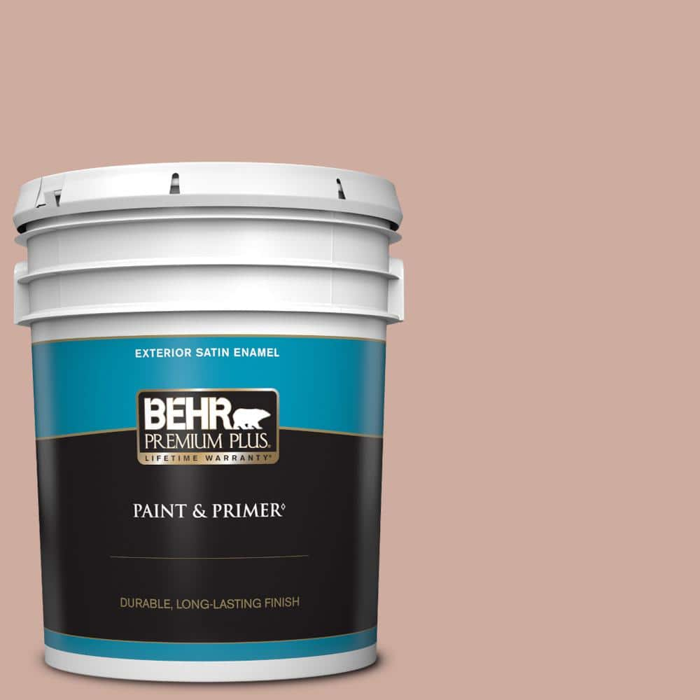 BEHR PREMIUM PLUS 5 gal. #MQ1-50 Art Deco Pink Satin Enamel Exterior Paint & Primer