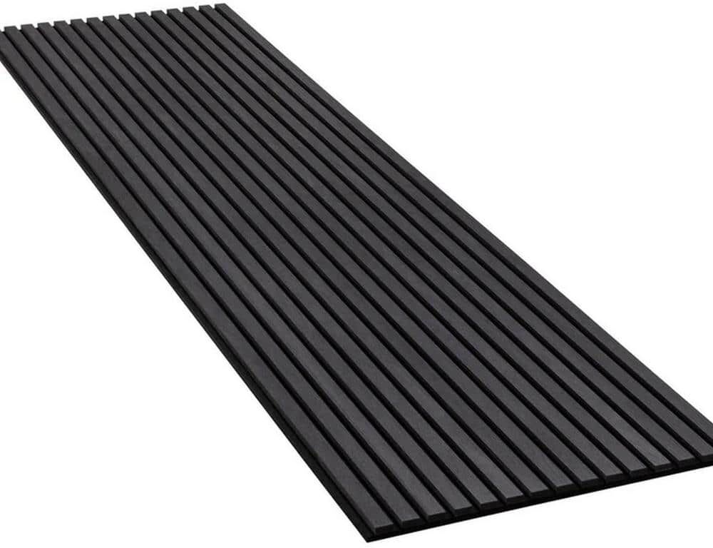 Ejoy 12.6 in. x 106 in. x 0.8 in. Acoustic Vinyl Wall Cladding Siding Board in Emboss Black Color (Set of 2-Piece)