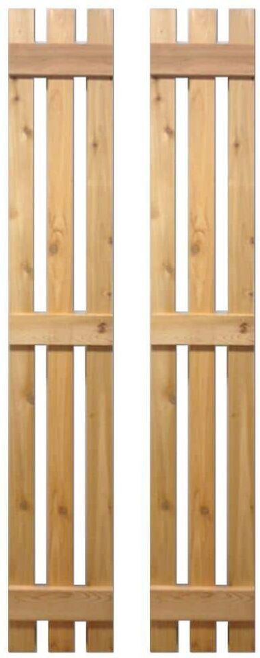 Design Craft MIllworks 15 in. x 55 in. Baton Spaced Board and Batten Shutters Pair Natural-Cedar