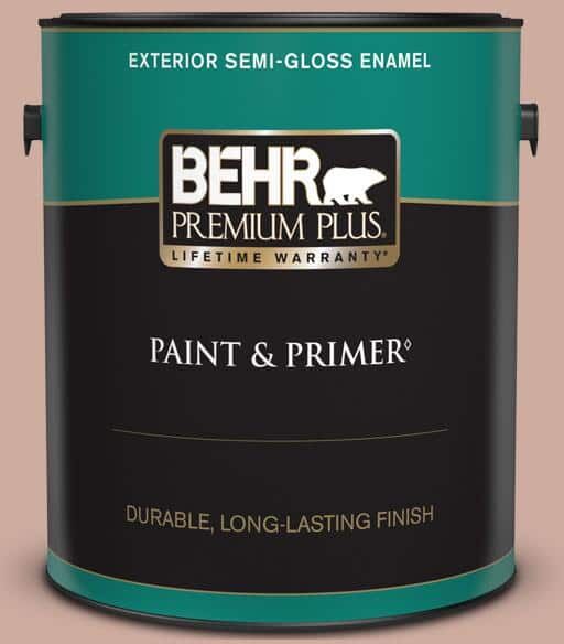 BEHR PREMIUM PLUS 1 gal. #MQ1-50 Art Deco Pink Semi-Gloss Enamel Exterior Paint & Primer