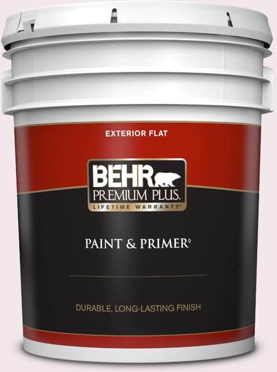 BEHR PREMIUM PLUS 5 gal. #650A-1 Rose Fantasy Flat Exterior Paint & Primer