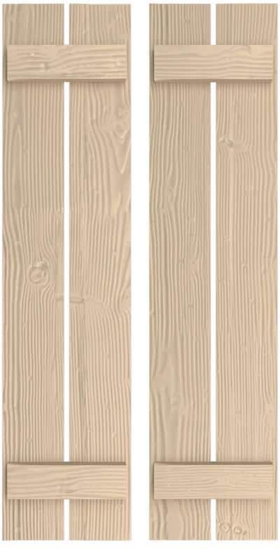 Ekena Millwork 11.5 in. x 52 in. Timberthane Polyurethane 2-Board Spaced Board-n-Batten Sandblasted Faux Wood Shutters Pair