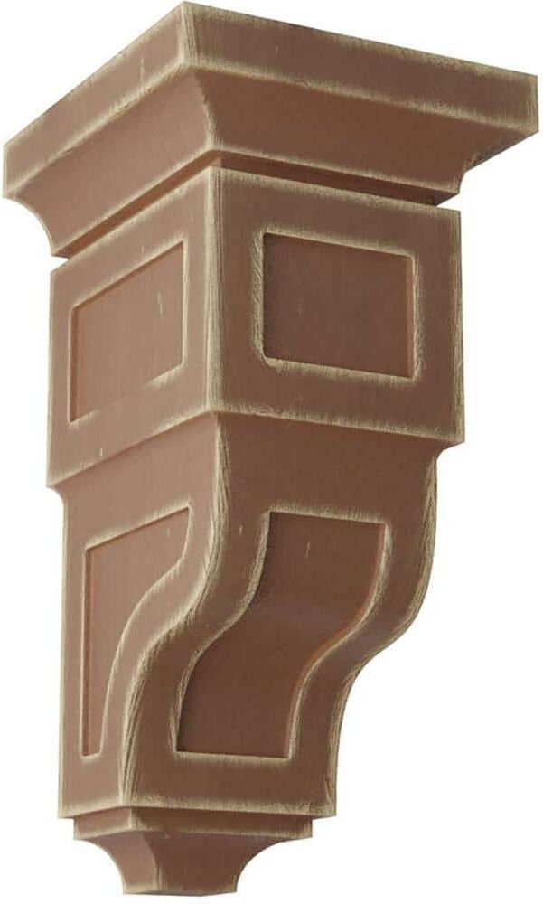 Ekena Millwork 7 in. x 14 in. x 7-3/4 in. Weathered Brown Jumbo Reyes Wood Vintage Decor Corbel