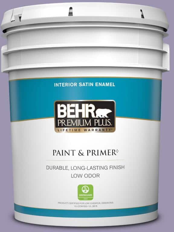 BEHR PREMIUM PLUS 5 gal. #S570-4 Night Music Satin Enamel Low Odor Interior Paint & Primer