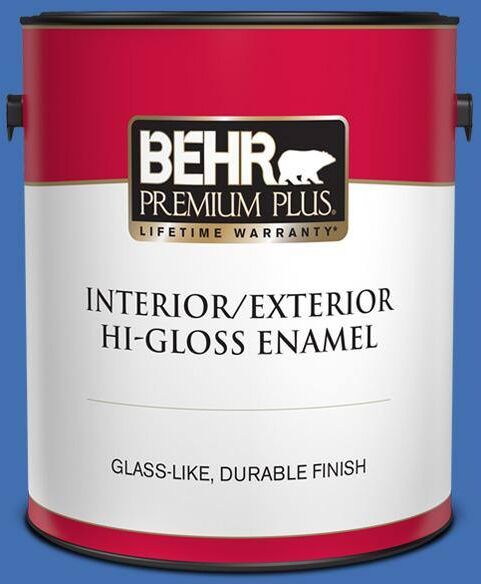 BEHR PREMIUM PLUS 1 gal. #T18-17 Wide Sky Hi-Gloss Enamel Interior/Exterior Paint