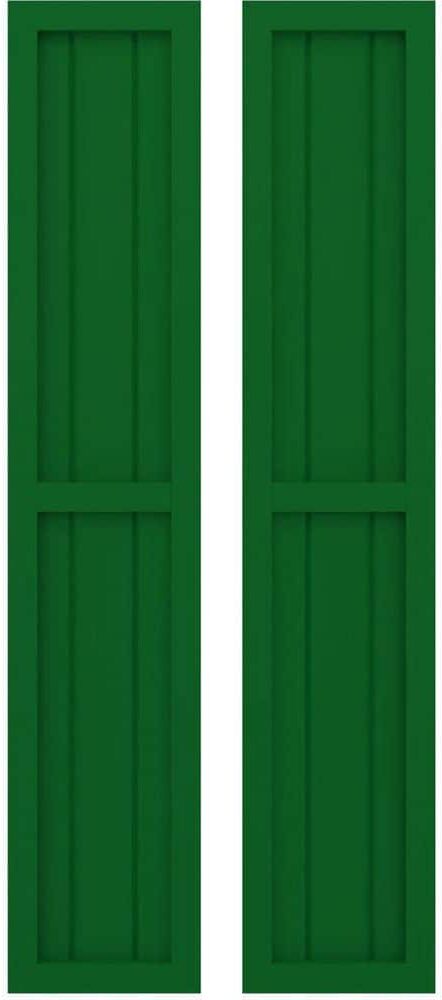 Ekena Millwork 10-1/2 in. W x 47 in. H Americraft 3 Board Real Wood Two Equal Panel Framed Board and Batten Shutters Viridian Green