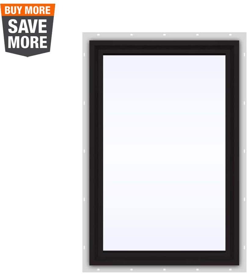 JELD-WEN 24 in. x 36 in. V-4500 Series Black Exterior/White Interior FiniShield Vinyl Picture Window w/ Low-E 366 Glass