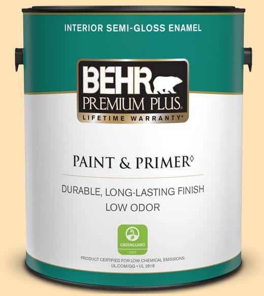 BEHR PREMIUM PLUS 1 gal. #CE-04 Peach of Mind Semi-Gloss Enamel Low Odor Interior Paint & Primer