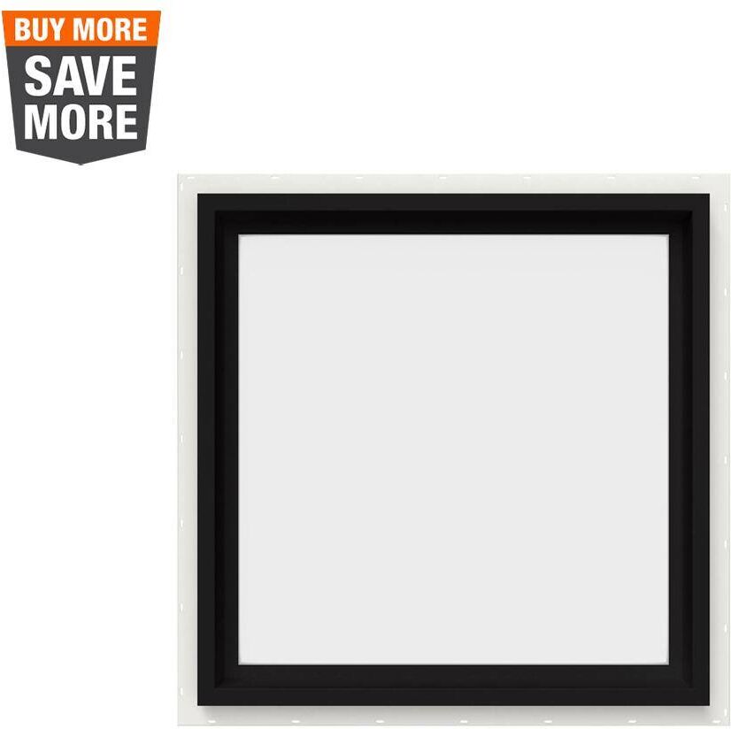 JELD-WEN 24 in. x 24 in. V-4500 Series Black Exterior/White Interior FiniShield Vinyl Picture Window w/ Low-E 366 Glass