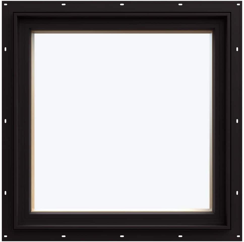 JELD-WEN 24 in. x 24 in. W-5500 Picture Wood Clad Window with Black Exterior/Unfinished Interior