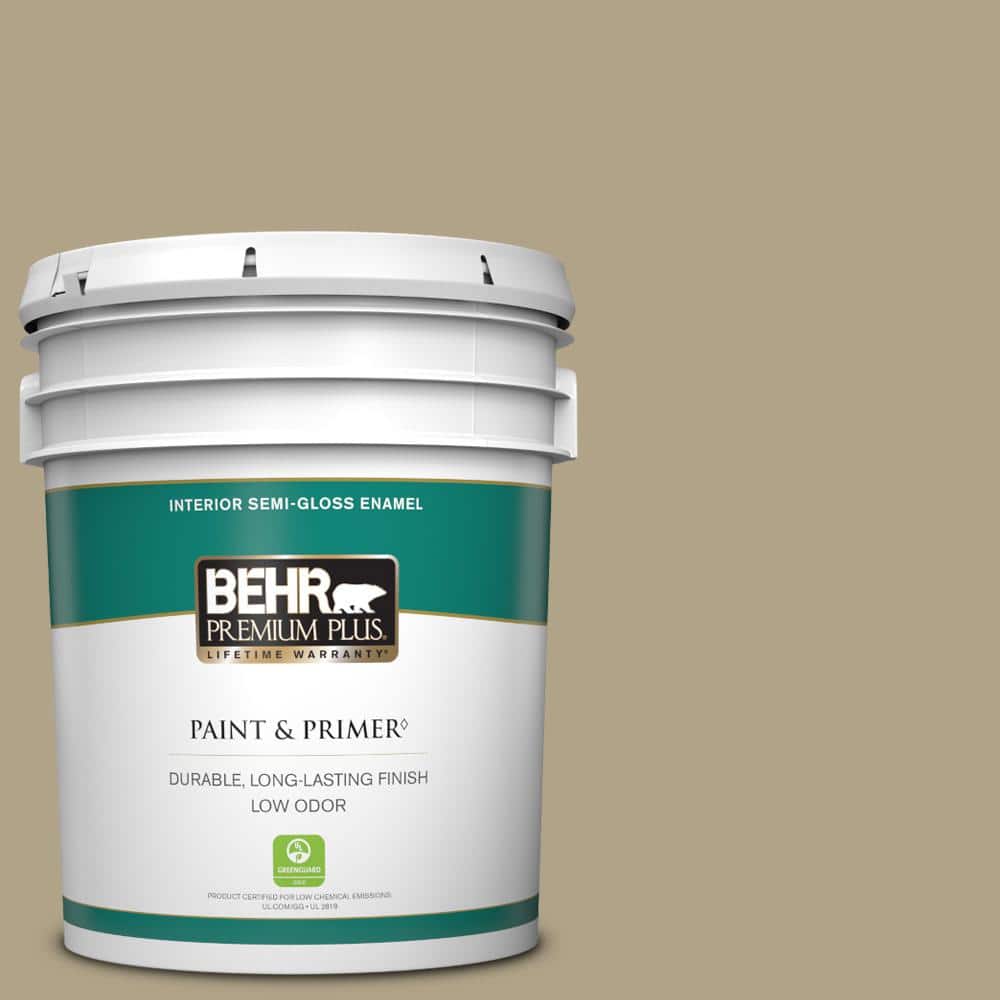BEHR PREMIUM PLUS 5 gal. Home Decorators Collection #HDC-NT-12 Curly Willow Semi-Gloss Enamel Low Odor Interior Paint & Primer