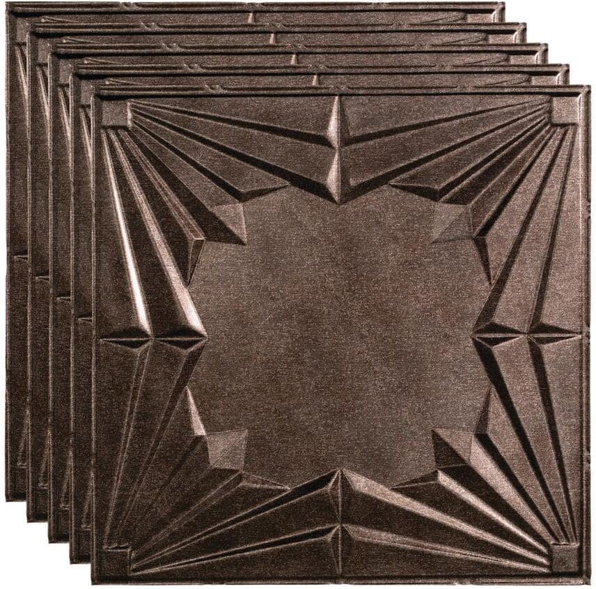 Fasade Art Deco 2 ft. x 2 ft. Smoked Pewter Lay-In Vinyl Ceiling Tile (20 sq. ft.)