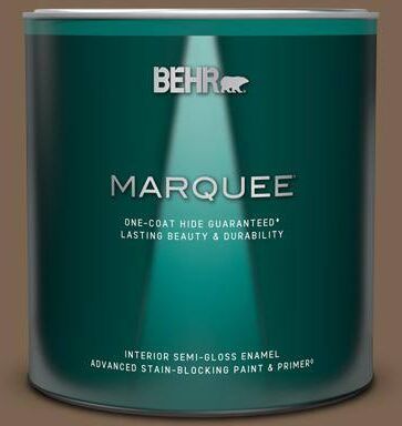 BEHR MARQUEE 1 qt. #N260-7 Folk Guitar One-Coat Hide Semi-Gloss Enamel Interior Paint & Primer