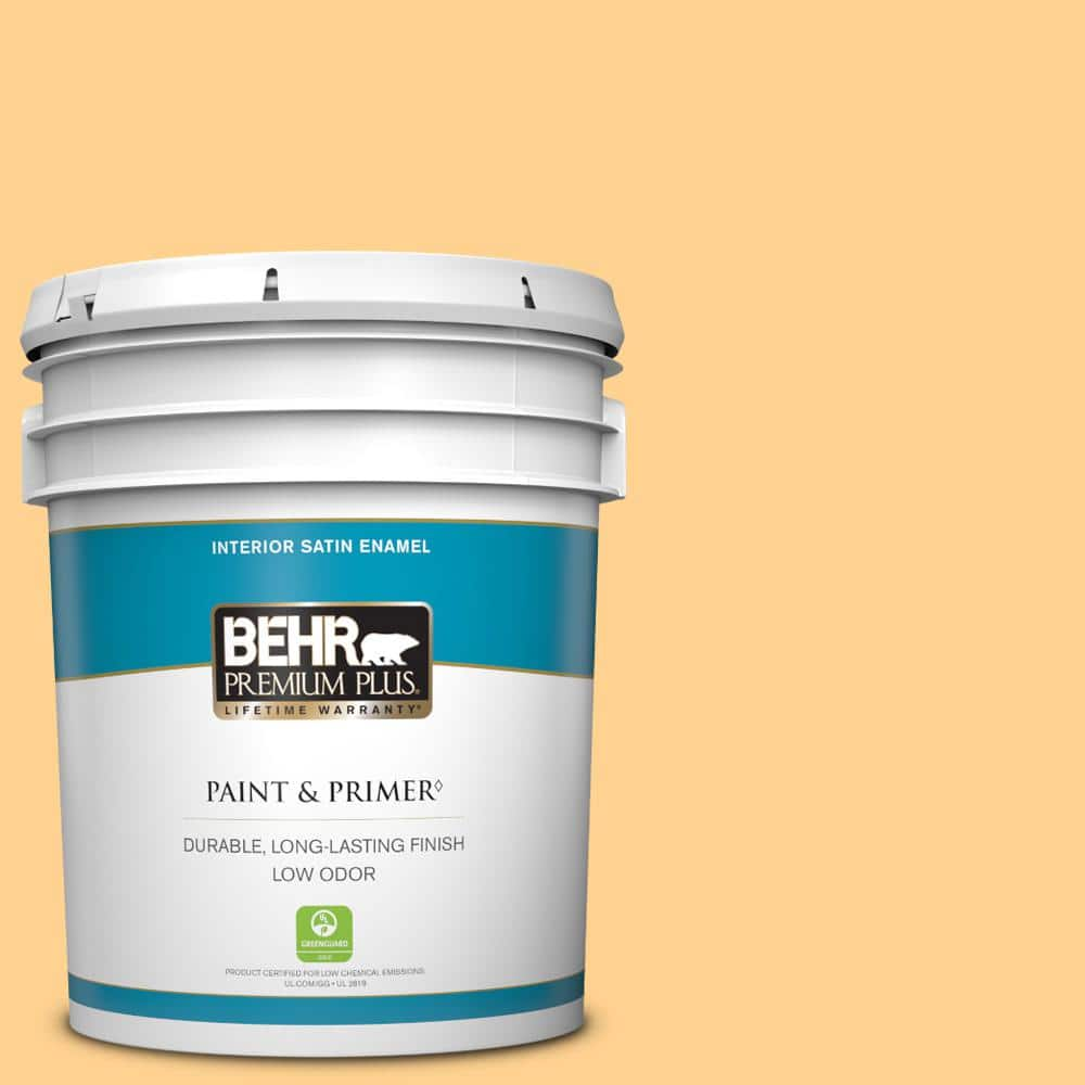 BEHR PREMIUM PLUS 5 gal. Home Decorators Collection #HDC-SP14-7 Full Bloom Satin Enamel Low Odor Interior Paint & Primer