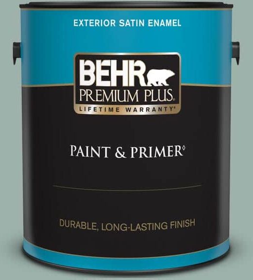 BEHR PREMIUM PLUS 1 gal. #N430-3 Garden Vista Satin Enamel Exterior Paint & Primer