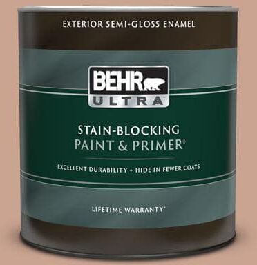 BEHR ULTRA 1 qt. #220F-4 Sombrero Tan Semi-Gloss Enamel Exterior Paint & Primer