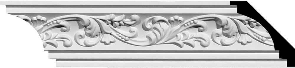 Ekena Millwork 2-3/4 in. H x 2-3/4 in. P x 4 in. F x 94-1/2 in. L Polyurethane Tristan Crown Moulding (12-Pack)