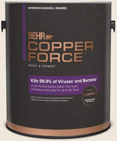 COPPER FORCE 1 gal. #HDC-MD-11 Exclusive Ivory Eggshell Enamel Virucidal and Antibacterial Interior Paint & Primer