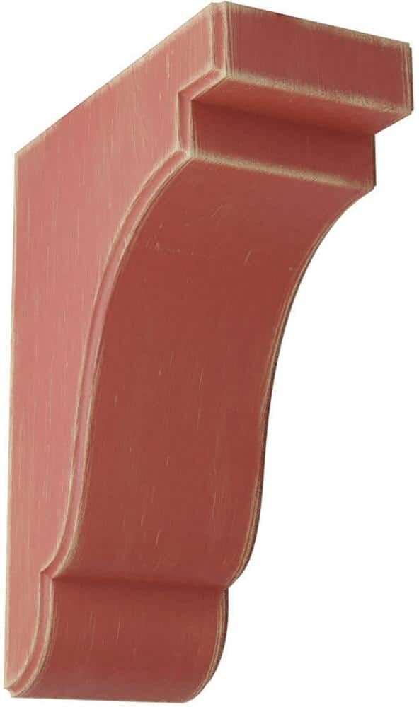 Ekena Millwork 3-1/2 in. x 9-1/2 in. x 7-1/4 in. Salvage Red Bedford Wood Vintage Decor Bracket