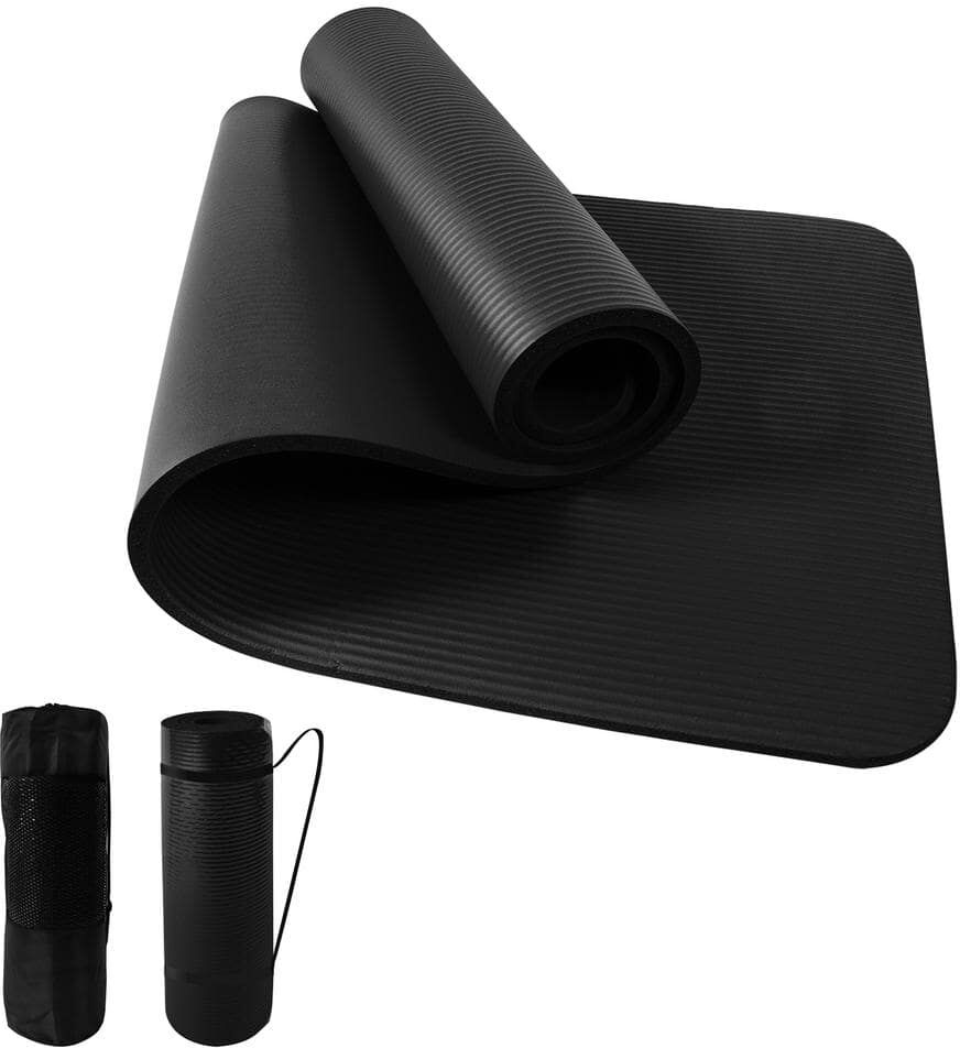 Pro Space Black High Density Yoga Mat 72 in. L x 31.5 in. W x 0.6 in. T Pilates Gym Flooring Mat Non Slip (15.75 sq. ft.)