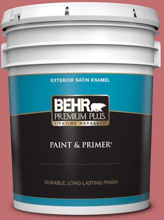 BEHR PREMIUM PLUS 5 gal. Home Decorators Collection #HDC-SP14-8 Art House Pink Satin Enamel Exterior Paint & Primer