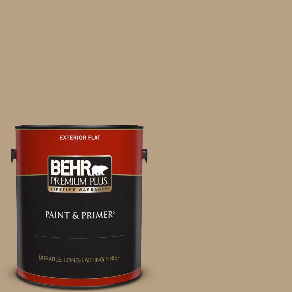 BEHR PREMIUM PLUS 1 gal. Home Decorators Collection #HDC-AC-12 Craft Brown Flat Exterior Paint & Primer