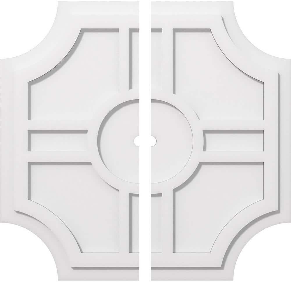 Ekena Millwork 1 in. P X 8-1/2 in. C X 26 in. OD X 1 in. ID Haus Architectural Grade PVC Contemporary Ceiling Medallion, Two Piece