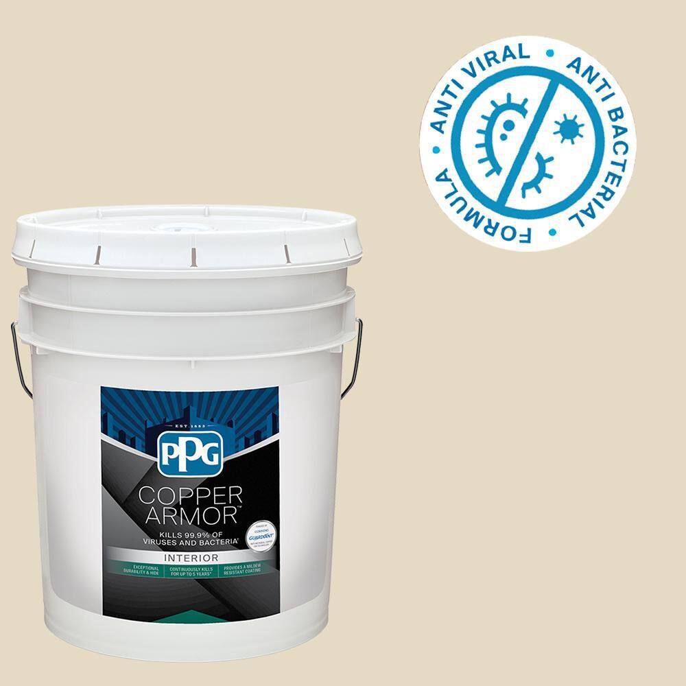 COPPER ARMOR 5 gal. PPG1103-2 Almond Paste Eggshell Antiviral and Antibacterial Interior Paint with Primer