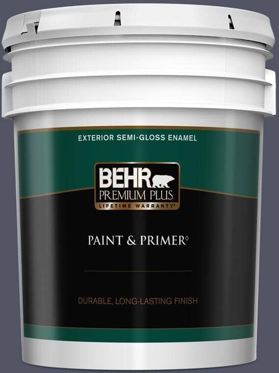 BEHR PREMIUM PLUS 5 gal. #630F-7 Black Orchid Semi-Gloss Enamel Exterior Paint & Primer