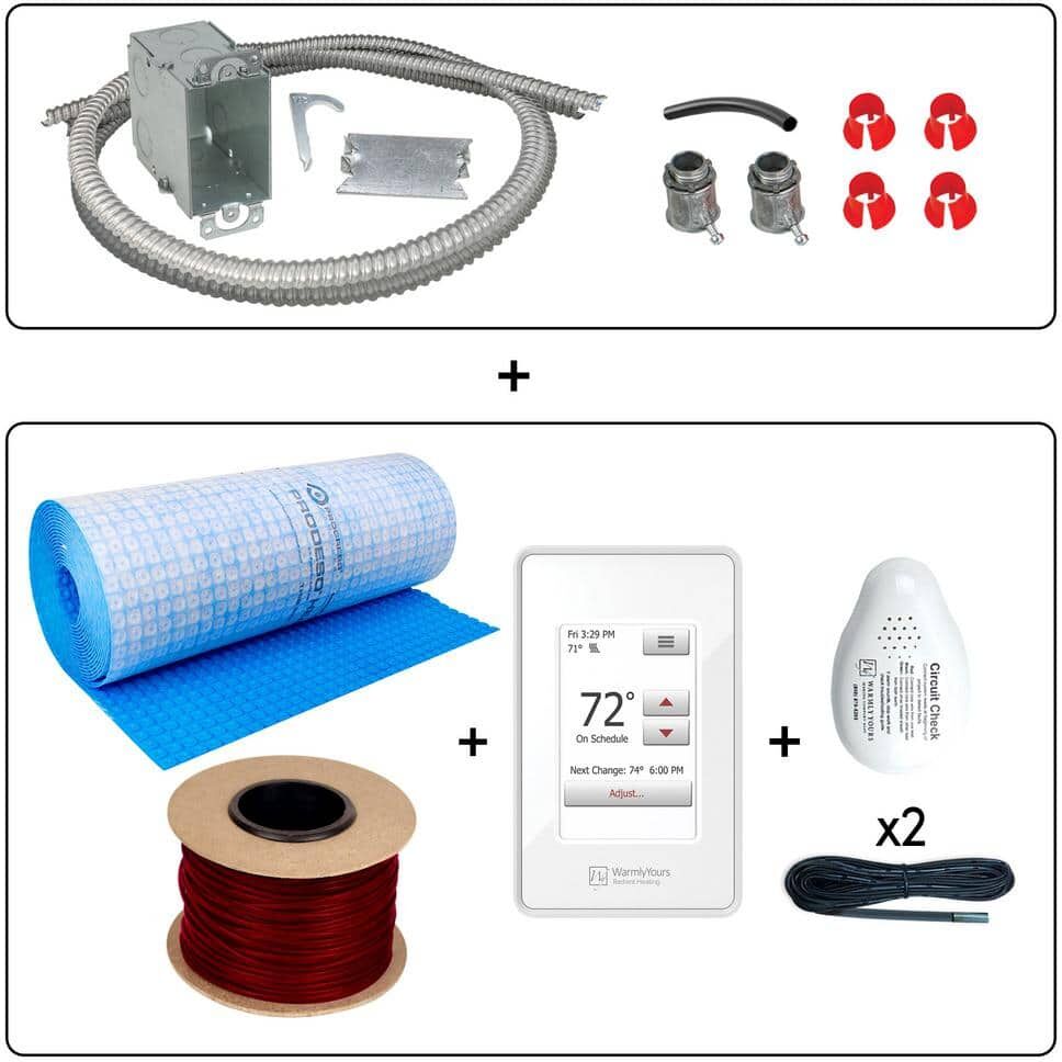 WarmlyYours 675 ft. Cable System with Heat Membrane nSpire Touch Thermostat and Electrical Rough In Kit (Covers 210.9 sq. ft.)