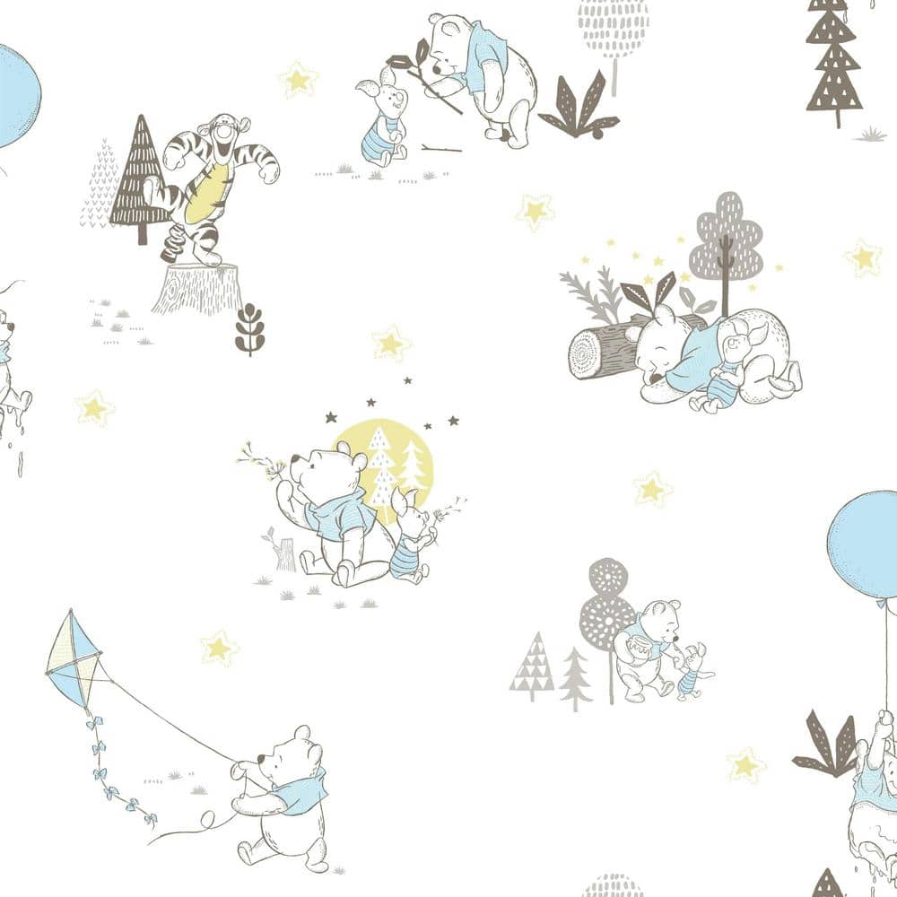 RoomMates Disney Winnie The Pooh Playmates Blue Peel and Stick Wallpaper (Covers 28.18 sq. ft.)