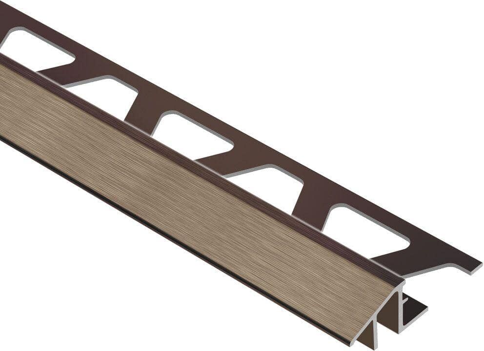 Schluter Reno-TK Brushed Antique Bronze Anodized Aluminum 1/2 in. x 8 ft. 2-1/2 in. Metal Reducer Tile Edging Trim