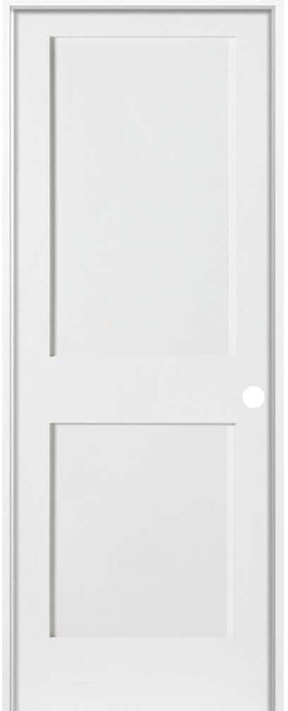 Krosswood Doors 30 in. x 80 in. Craftsman Shaker Primed MDF 2-Panel Left-Hand Wood Single Prehung Interior Door