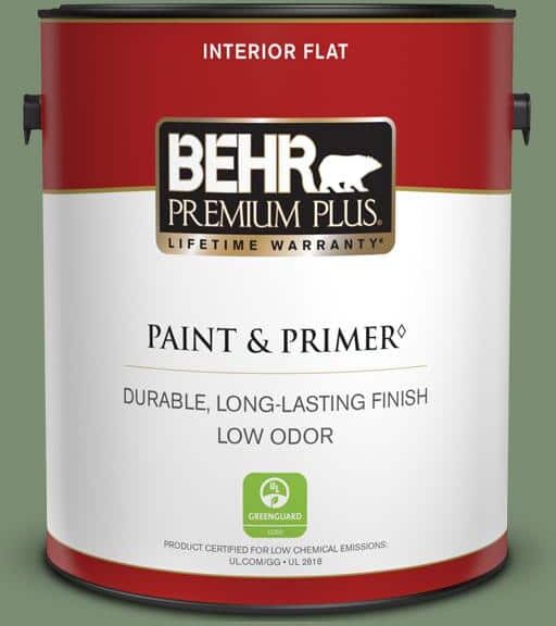 BEHR PREMIUM PLUS 1 gal. #PPU11-02 Shallot Bulb Flat Low Odor Interior Paint & Primer