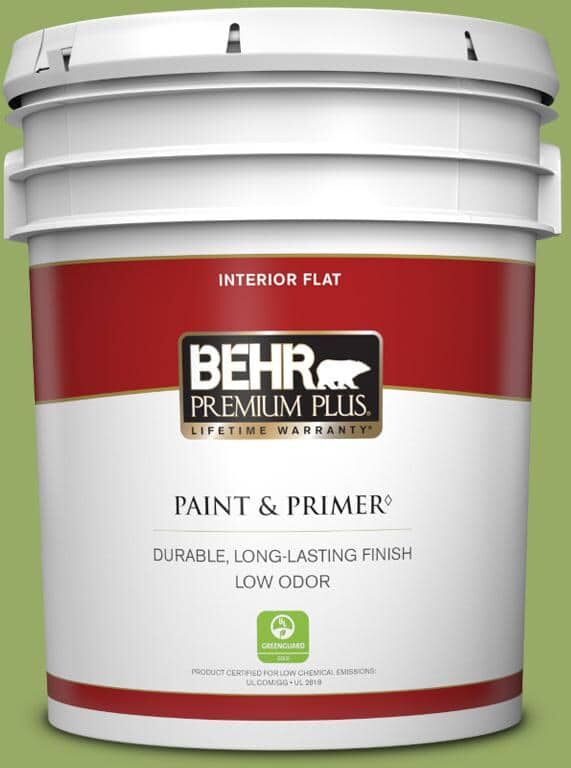 BEHR PREMIUM PLUS 5 gal. #420D-5 Herbal Garden Flat Low Odor Interior Paint & Primer