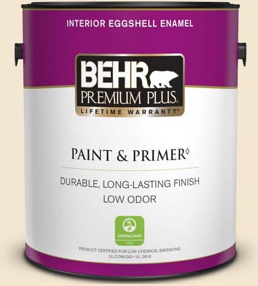 BEHR PREMIUM PLUS 1 gal. #S310-1 Writing Paper Eggshell Enamel Low Odor Interior Paint & Primer