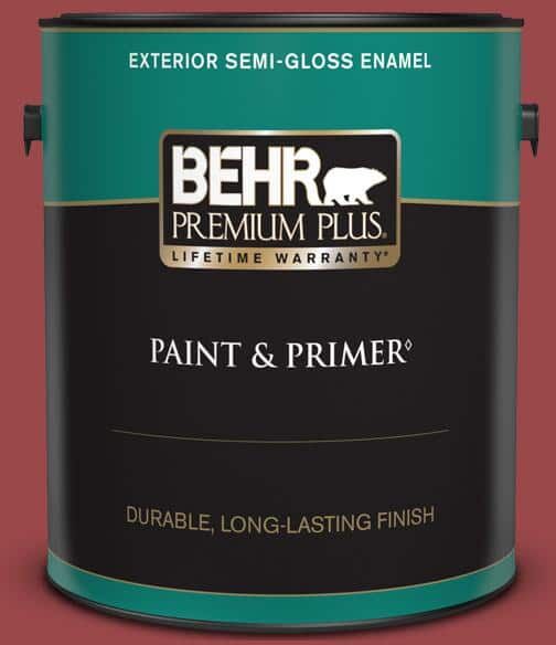 BEHR PREMIUM PLUS 1 gal. #150D-7 Regal Red Semi-Gloss Enamel Exterior Paint & Primer