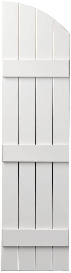 Ply Gem 15 in. x 57 in. Polypropylene Plastic Arch Top Closed Board and Batten Shutters Pair in White