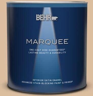 BEHR MARQUEE 1 qt. #PPU4-14 Renoir Bisque Satin Enamel Interior Paint & Primer