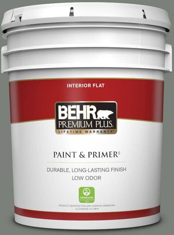 BEHR PREMIUM PLUS 5 gal. Home Decorators Collection #HDC-AC-22 Cedar Forest Flat Low Odor Interior Paint & Primer