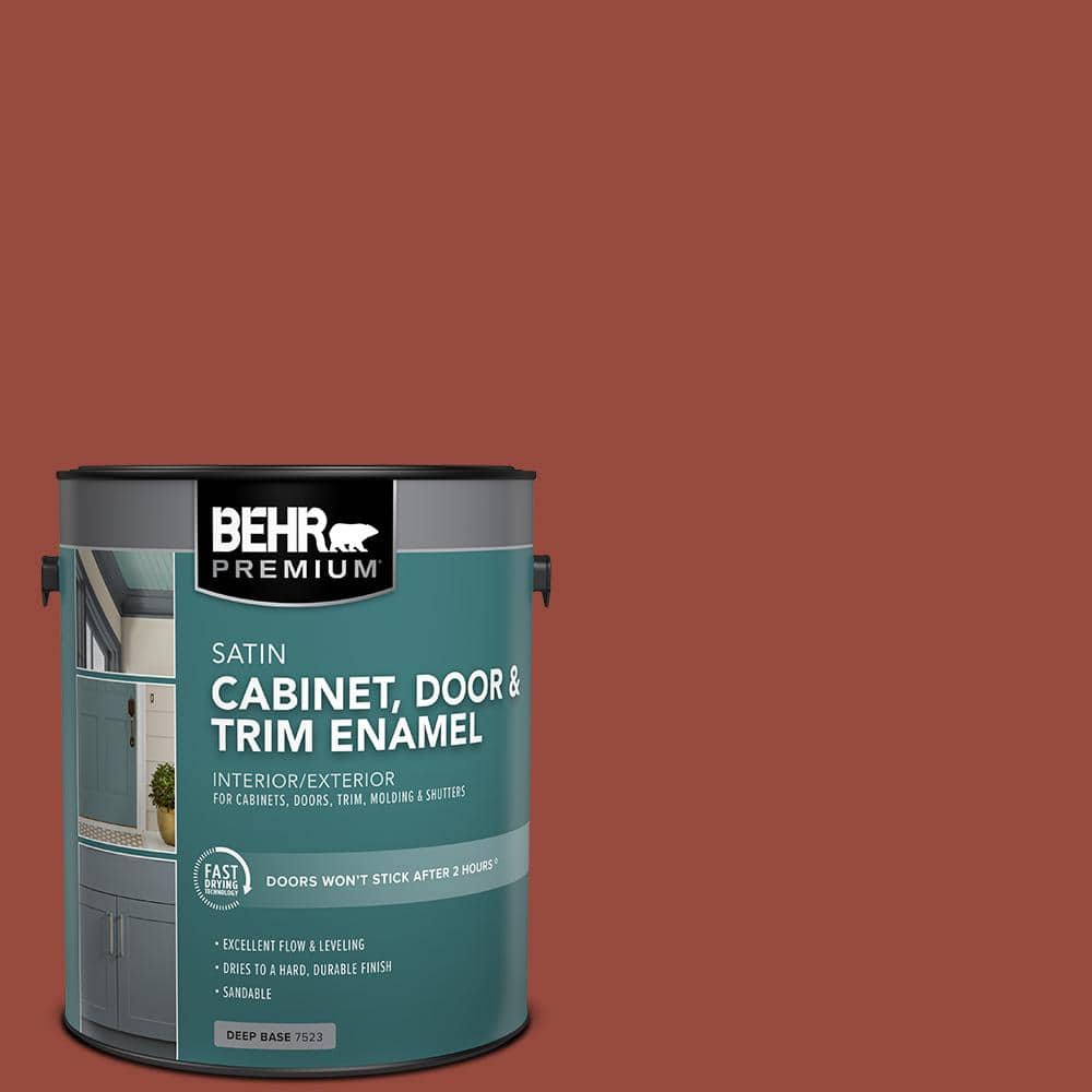 BEHR PREMIUM 1 gal. #MQ1-24 Smokin Hot Satin Enamel Interior/Exterior Cabinet, Door & Trim Paint