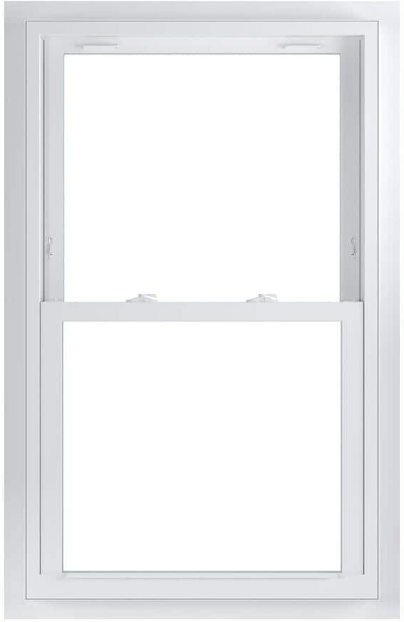 American Craftsman 29.75 in. x 48.75 in. 70 Series Low-E Argon Glass Double Hung White Vinyl Fin with J Window, Screen Incl