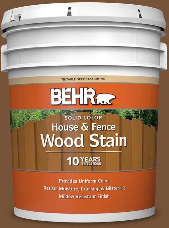 BEHR 5 gal. #290F-7 Wooden Cabin Solid Color House and Fence Exterior Wood Stain