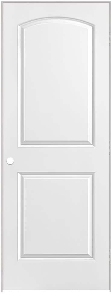 Masonite 32 in. x 80 in. Roman 2-Panel Round Top Left-Handed Hollow-Core Smooth Primed Composite Single Prehung Interior Door