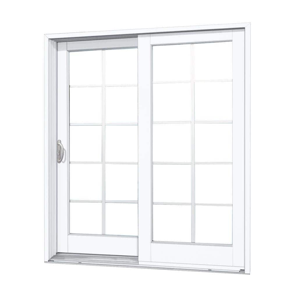 MP Doors 60 in. x 80 in. Smooth White Left-Hand Composite PG50 Sliding Patio Door with 10-Lite SDL