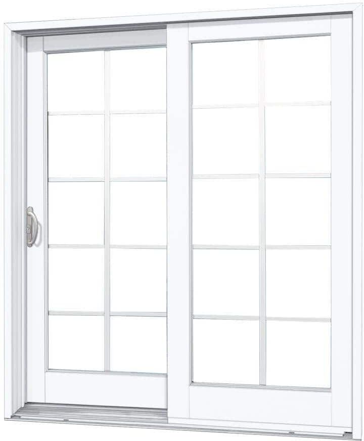 MP Doors 60 in. x 80 in. Smooth White Left-Hand Composite Sliding Patio Door with 10-Lite GBG