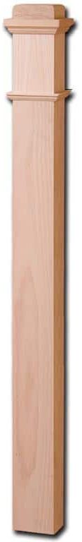 HOUSE OF FORGINGS 56 in. x 3-1/2 in. Red Oak Contemporary Style Wood Box Newel Post