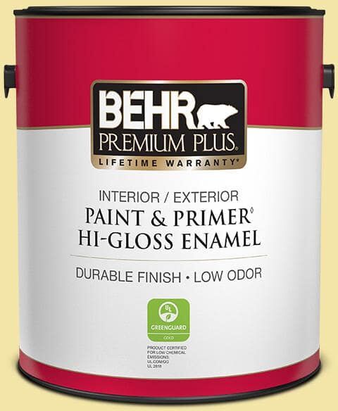 BEHR PREMIUM PLUS 1 gal. #P320-3 Lily Bulb Hi-Gloss Enamel Interior/Exterior Paint & Primer